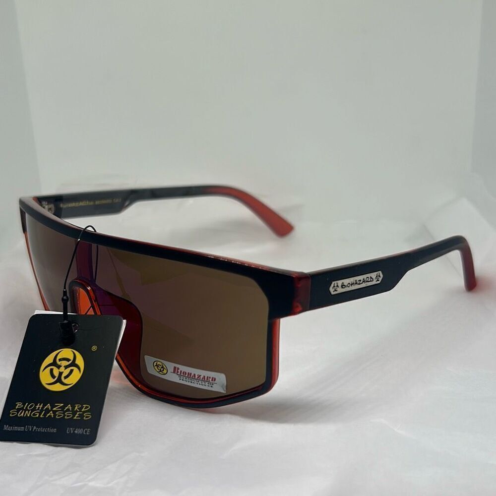 Biohazard Mirrored Shield Sunglasses – Model BZ66302